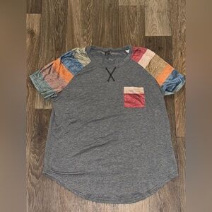 New Women’s Gray Patchwork T-Shirt XL
